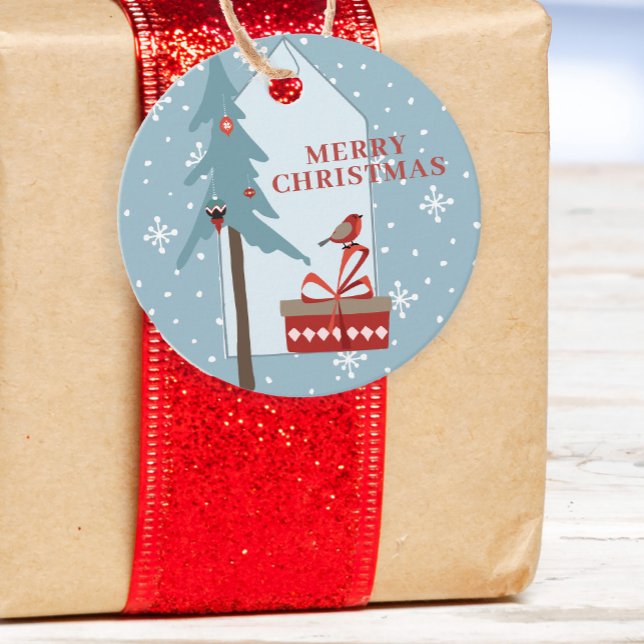Winter woodland rustic träd God jul Gåvor Etiketter (Skapare uppladdad)