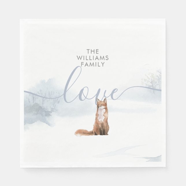 Winter Woodland Scene Fox Pappersservett (Framsidan)