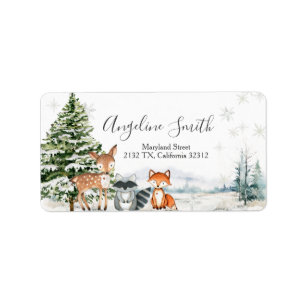 Winter Woodland Snöflingor Baby Shower Adress Adressetikett