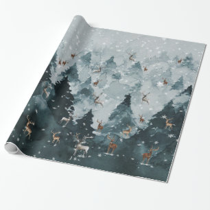 Winter Woodland Stag Hjort Forest Wilderness Presentpapper