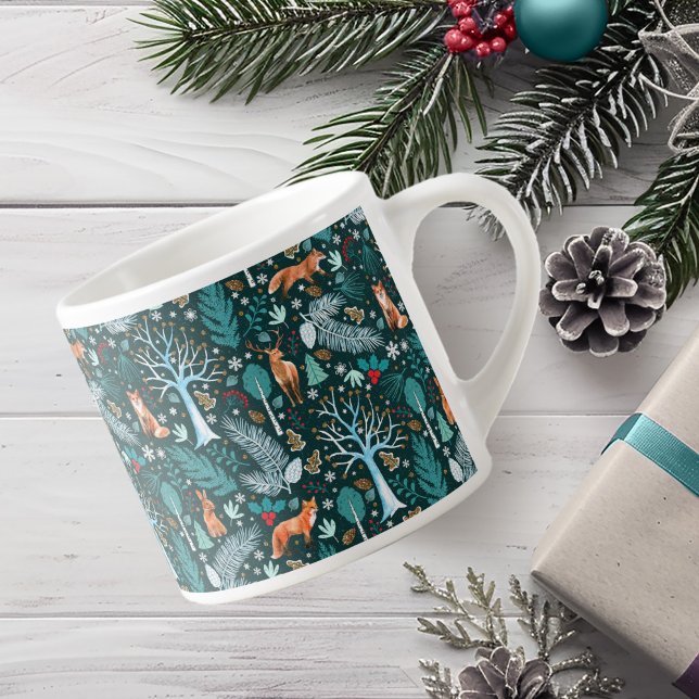 Winter Woodland Teal/Guld ID785 Espressomugg (Skapare uppladdad)