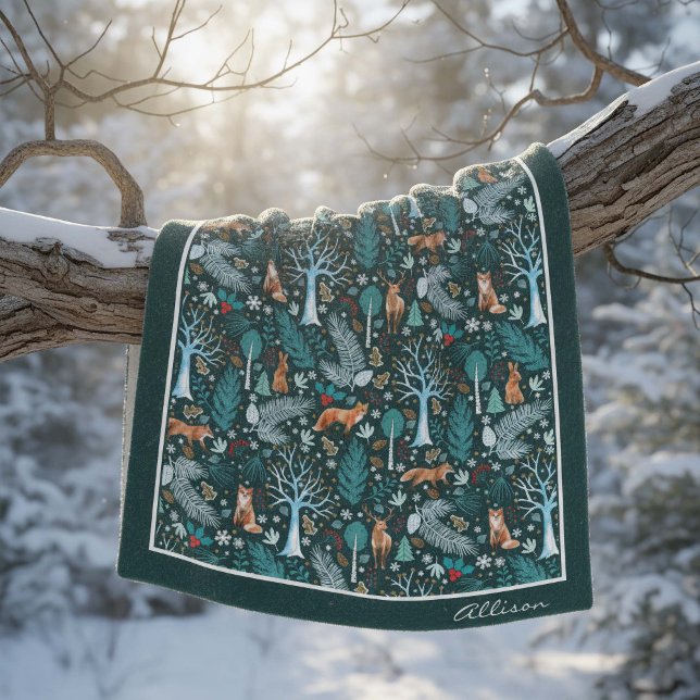 Winter Woodland Teal/Guld ID785 Fleecefilt (Skapare uppladdad)