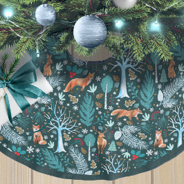 Winter Woodland Teal/Guld ID785 Julgransmatta Borstad Polyester
