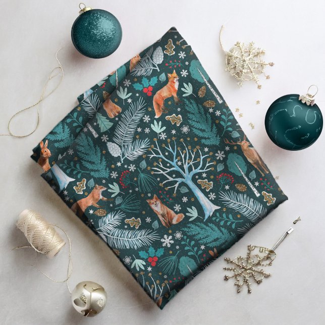 Winter Woodland Teal/Guld ID785 Tyg (Skapare uppladdad)