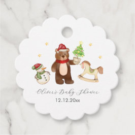 Winter Woodland Teddy Bear Snowman Baby Shower Gåvor Etiketter