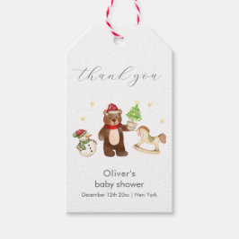 Winter Woodland Teddy Bear Snowman Baby Shower Presentetikett