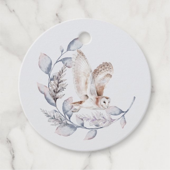 Winter Woodland Uggla Modern Script Baby Shower Gåvor Etiketter (Framsida)