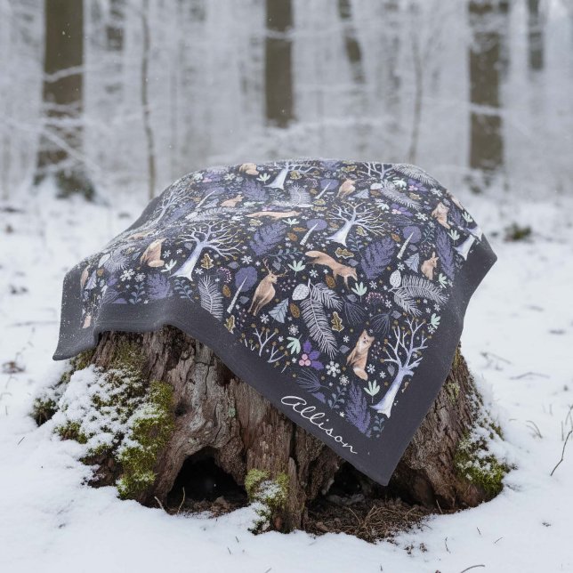 Winter Woodland Violet/Guld ID785 Fleecefilt (Skapare uppladdad)