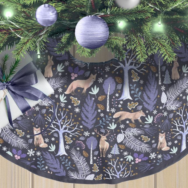 Winter Woodland Violet/Guld ID785 Julgransmatta Borstad Polyester (Skapare uppladdad)