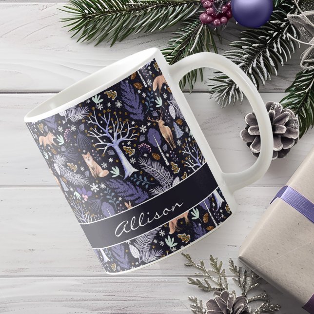 Winter Woodland Violet/Guld ID785 Kaffemugg (Skapare uppladdad)