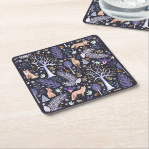 Winter Woodland Violet/Guld ID785 Underlägg Papper Kvadrat