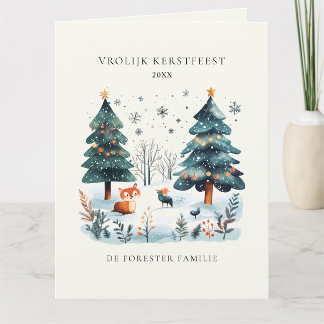 Winter Woodland Vrolijk Kerstfeest Hälsning Kort (Framsida)