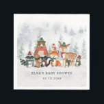 Winter Woodland Wonderland Forest Baby djur Pappersservett<br><div class="desc">Den här magiska designen har en grupp vackra skogsdjur och frostiskt skogslandskap i elegant muterade helgdag färg.</div>
