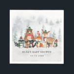 Winter Woodland Wonderland Forest Baby djur Pappersservett<br><div class="desc">Den här magiska designen har en grupp vackra skogsdjur och frostiskt skogslandskap i elegant muterade helgdag färg.</div>