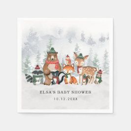 Winter Woodland Wonderland Forest Baby djur Pappersservett