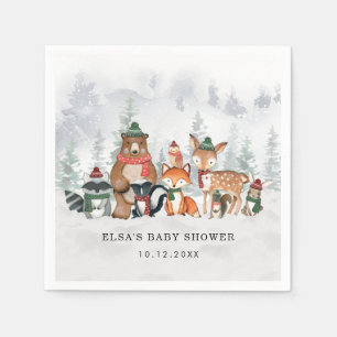 Winter Woodland Wonderland Forest Baby djur Pappersservett