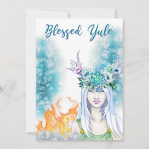 Winter Woodland Yule Fires Blad Yule Pagan Julkort