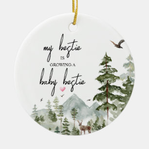 Winter Woodlands Gravid Gift for Best Friend Julgransprydnad Keramik