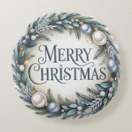 Winter Wreath Christmas Rund Kudde