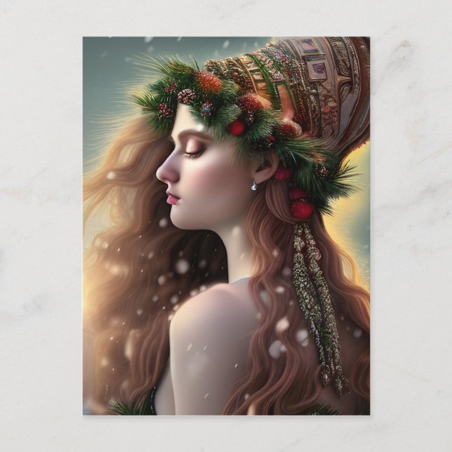Winter Yule Goddess Vykort (Framsida)
