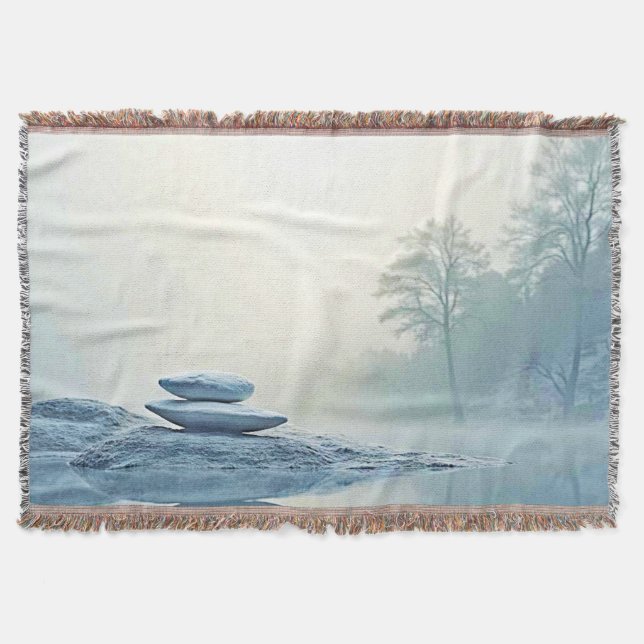 Winter Zen: Foggy Sjö Balance Filt (Framsidan)