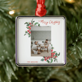 Winterberry Holly | GOD JUL | Familjefoto Julgransprydnad Metall