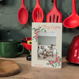 Winterberry Holly | GOD JUL | Familjefoto Julkort