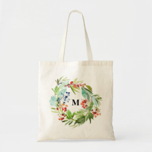 Winterberry Holly och Juniper jul Monogram Tygkasse