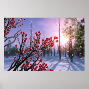 Winterberry in Ice Print Poster