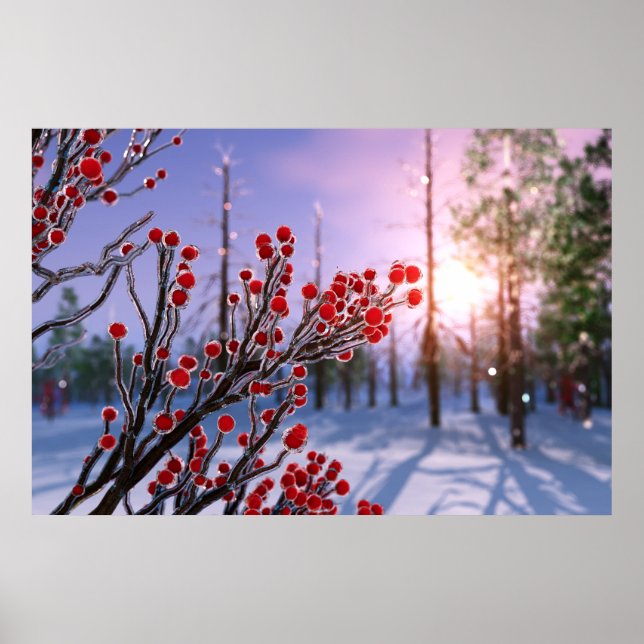 Winterberry in Ice Print Poster (Framsidan)