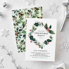 Winterberry och Holly Greenery jul Party Inbjudningar