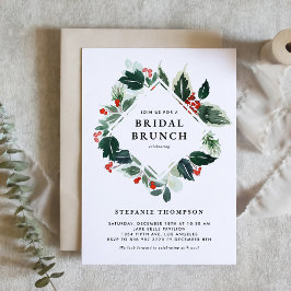 Winterberry och Holly Greenery Möhippa Brunch Inbjudningar