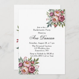 Winterberry Primrose Blommigt Bachelorette Party Inbjudningar