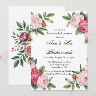 Winterberry Primrose Blommigt Bridemaids Luncheon Inbjudningar