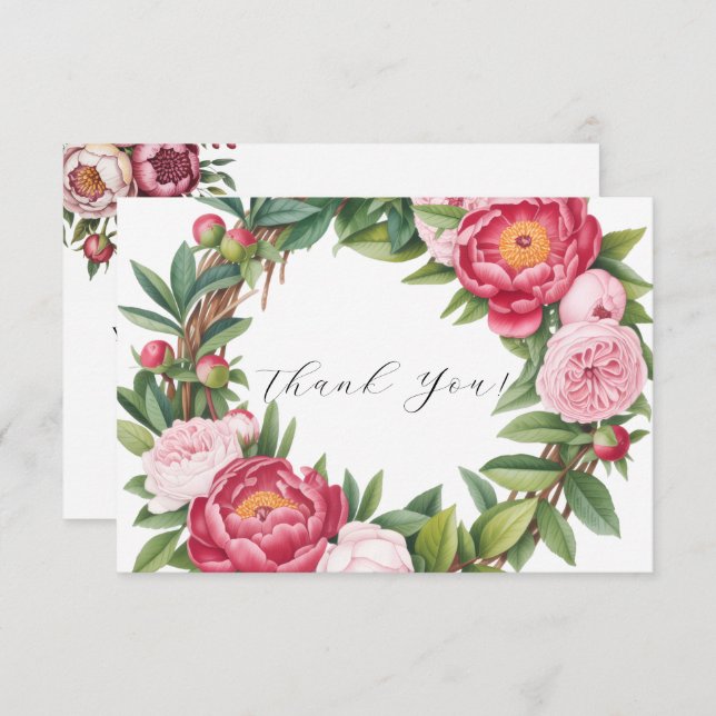 Winterberry Primrose Blommigt Bröllop Tack Kort (Fram/baksida)