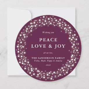 Winterberry Round Sparkling Ljus Peace Kärlek+Joy Julkort