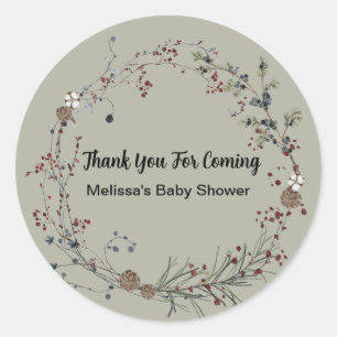 Winterberry Rustic Boho Wildblomträdgårdar Runt Klistermärke