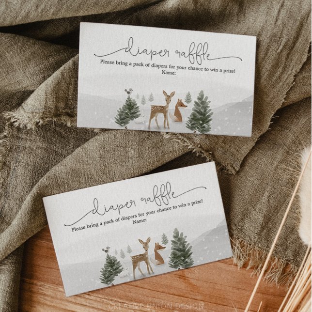 WinterBoho Woodland Diaper Raffle-höljeskort Tilläggskort (diaper raffle cards)