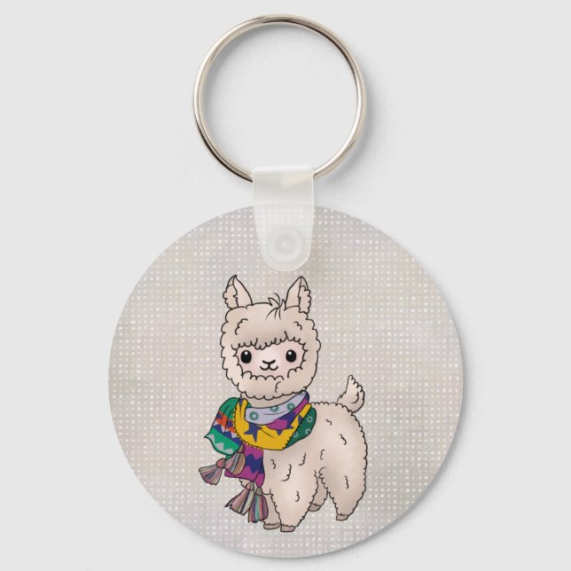Winterlama Button Nyckelring (Framsida)