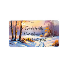 Winterlandschaft im Morgenlicht | Adressetikett