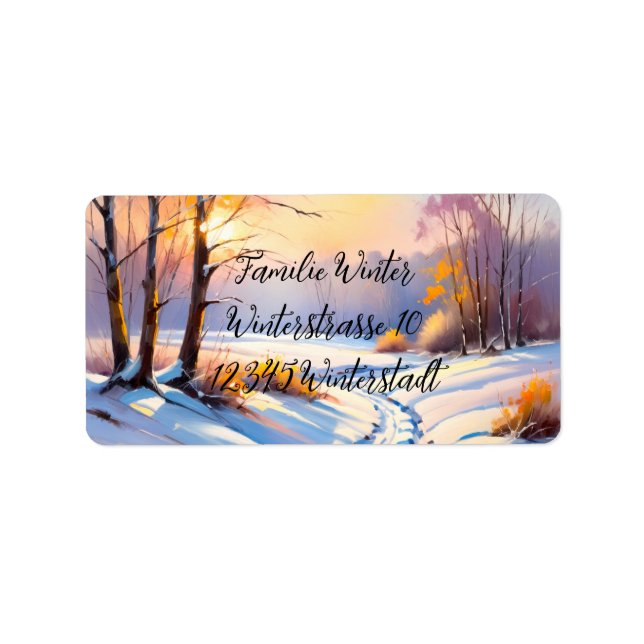Winterlandschaft im Morgenlicht | Adressetikett (Framsidan)
