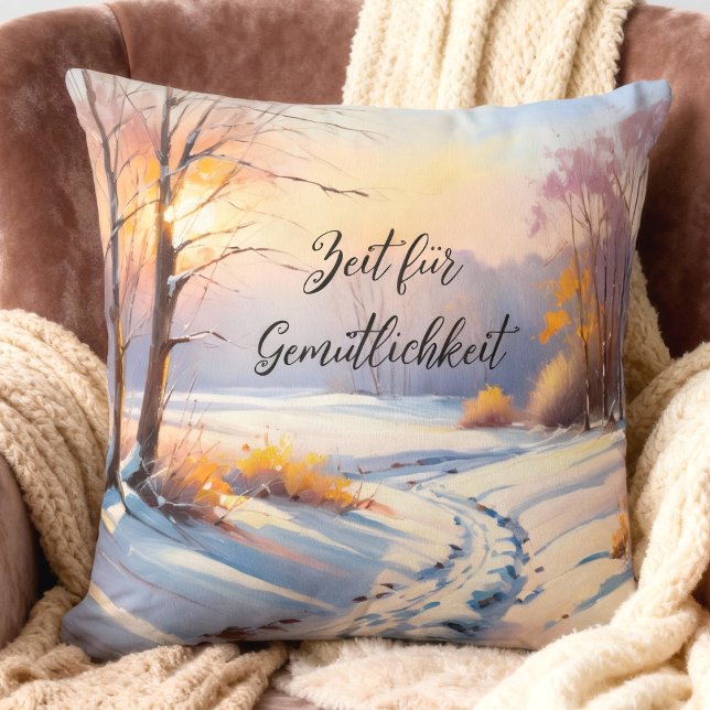 Winterlandschaft im Morgenlicht | Kudde (personalisierbares Kissen mit einer Winterlandschaft im Morgenlicht)