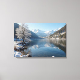 Winterlandschaft mit Bergsee  Canvastryck