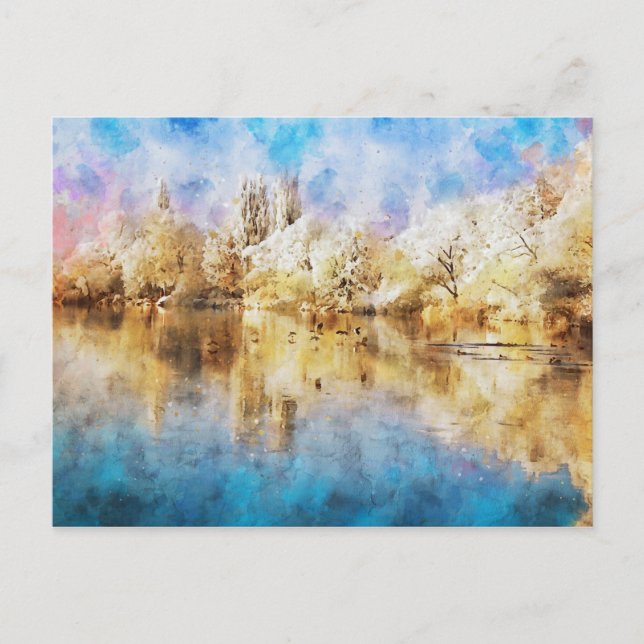 Winterlandschaft och Havel mit Enten, Aquarell. Vykort (Framsida)