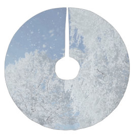 Winterlandschaft Schnee Eis Baum Schneeflocken Julgransmatta Borstad Polyester