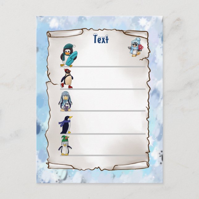 Winterpinguin Vykort (Framsida)