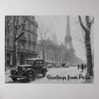Winter's Embrace i Paris Poster