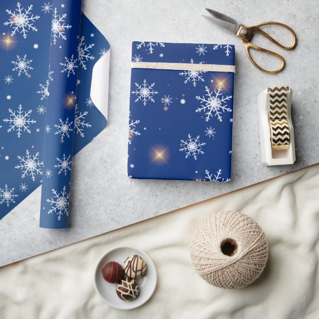 Winter's Magic Snowflake Starry Wrapping Papper Presentpapper (Hantverk)