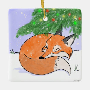 Winters Nap Fox Julgran Ornament
