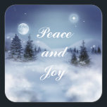 Winter's Night Sticker Fyrkantigt Klistermärke<br><div class="desc">Korgdekal med en bild av en vacker vinternatt med en luminös fullt måne och ett stjärnbelyst himlar och en helgdag av anpassade. Se matchande hälsningskort,  konfiguration och papper förpackning. Se hela samlingen av Hanukkah Sticker under kategorin Cards & STICKERS i avsnittet HELGDAGAR.</div>